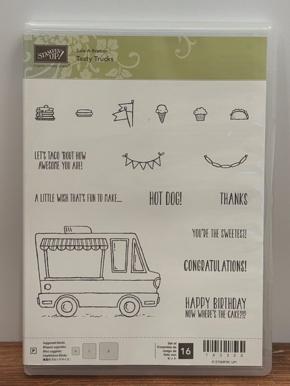 STAMPIN' UP! 143300 TASTY TRUCKS PHOTOPOLYMER STAMP SET FOOD SENTIMENTS